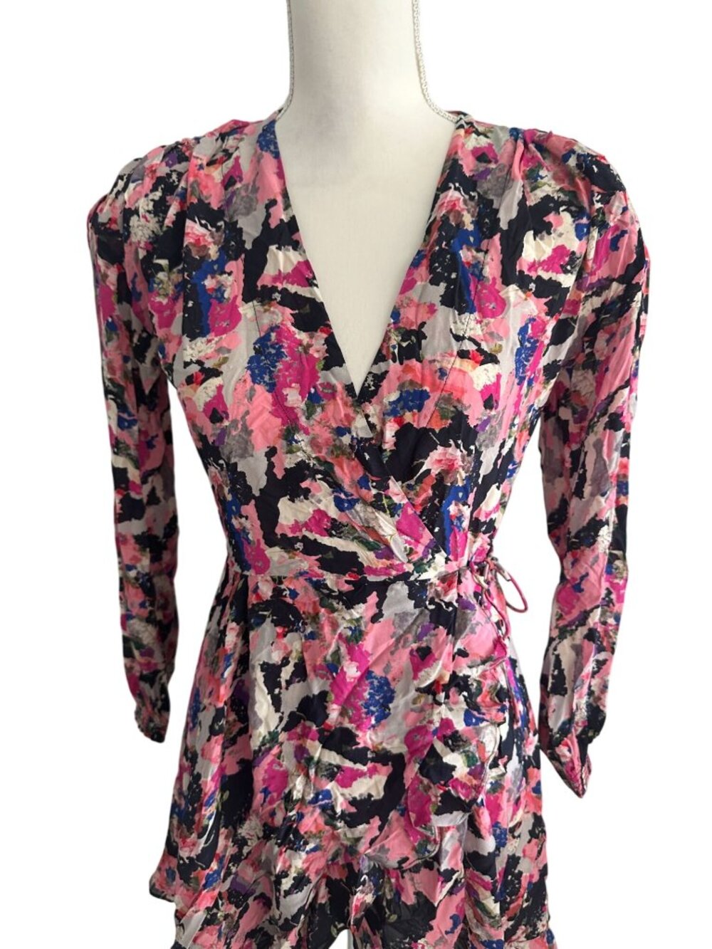 IRO Women's Pink Floral Wrap Dress Size 34 US XS - Picture 3 of 11